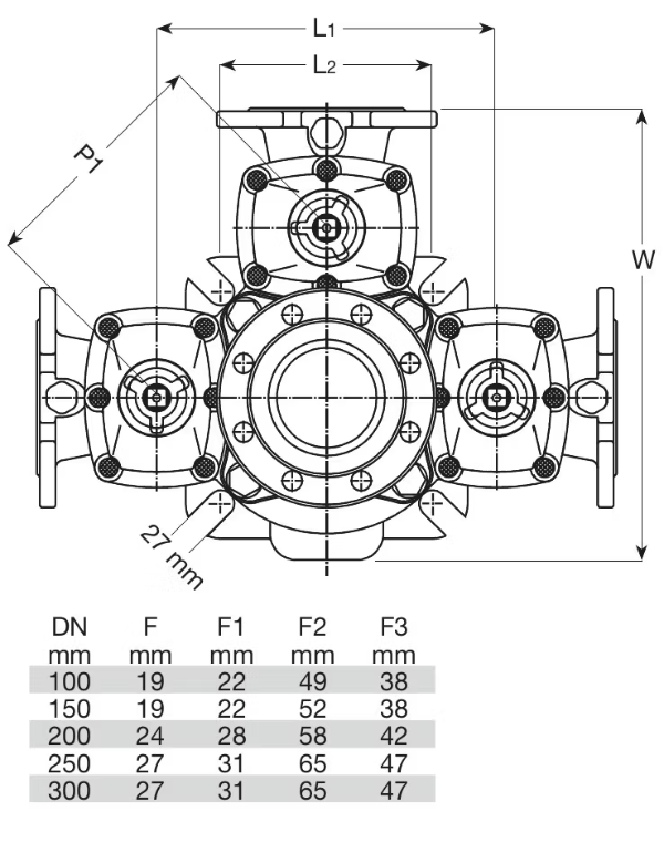 Avk Combi Cross Flanged 3 Outlets Pn10 16 Valvex