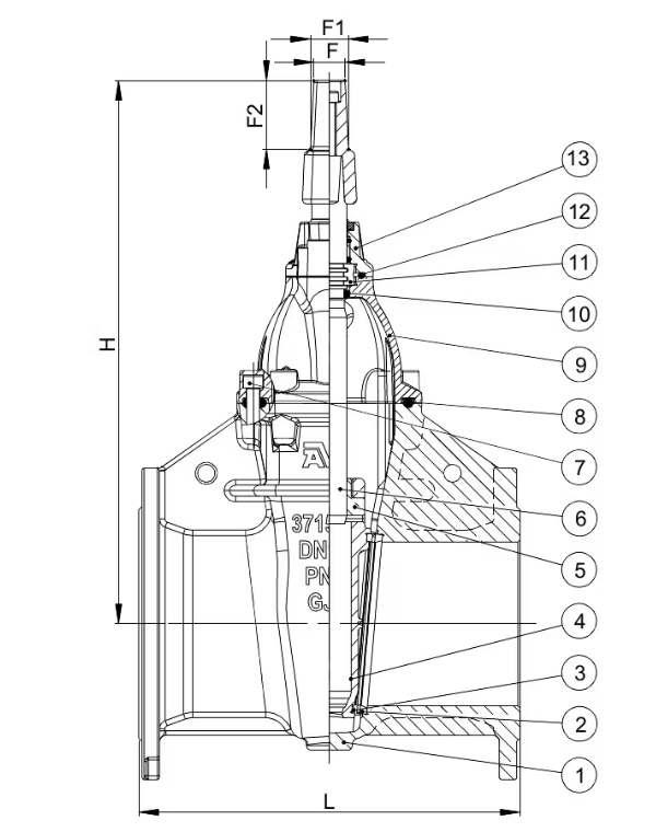 AVK METAL SEATED GATE VALVE WITH STEMCAP Component Image