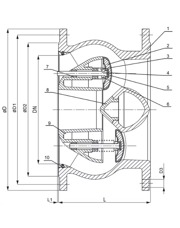 AVK NOZZLE CHECK VALVE, MULTI STEM, PN10/16 Component Image